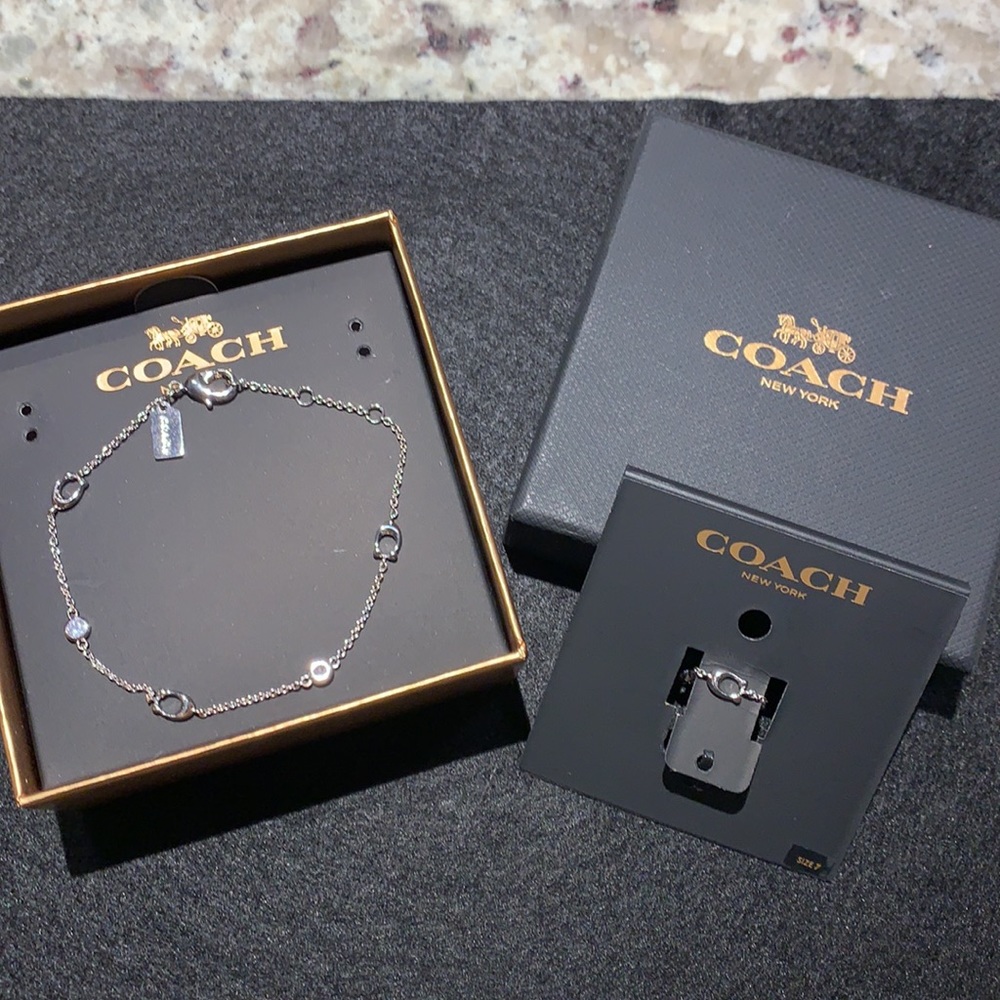 FINAL Price!! Coach SET Silver Bracelet Ring Size 7 NWT and Bag